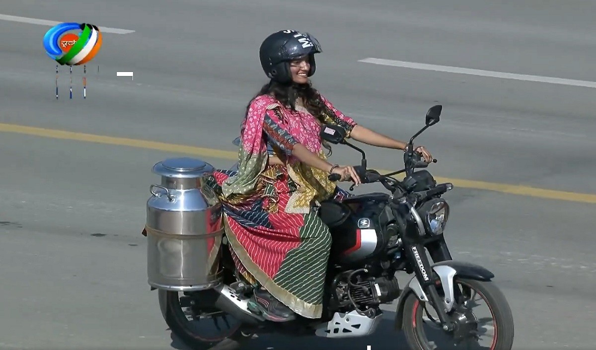 girl selling milk on motorcycle why is glimpse of animal husbandry department in discussion