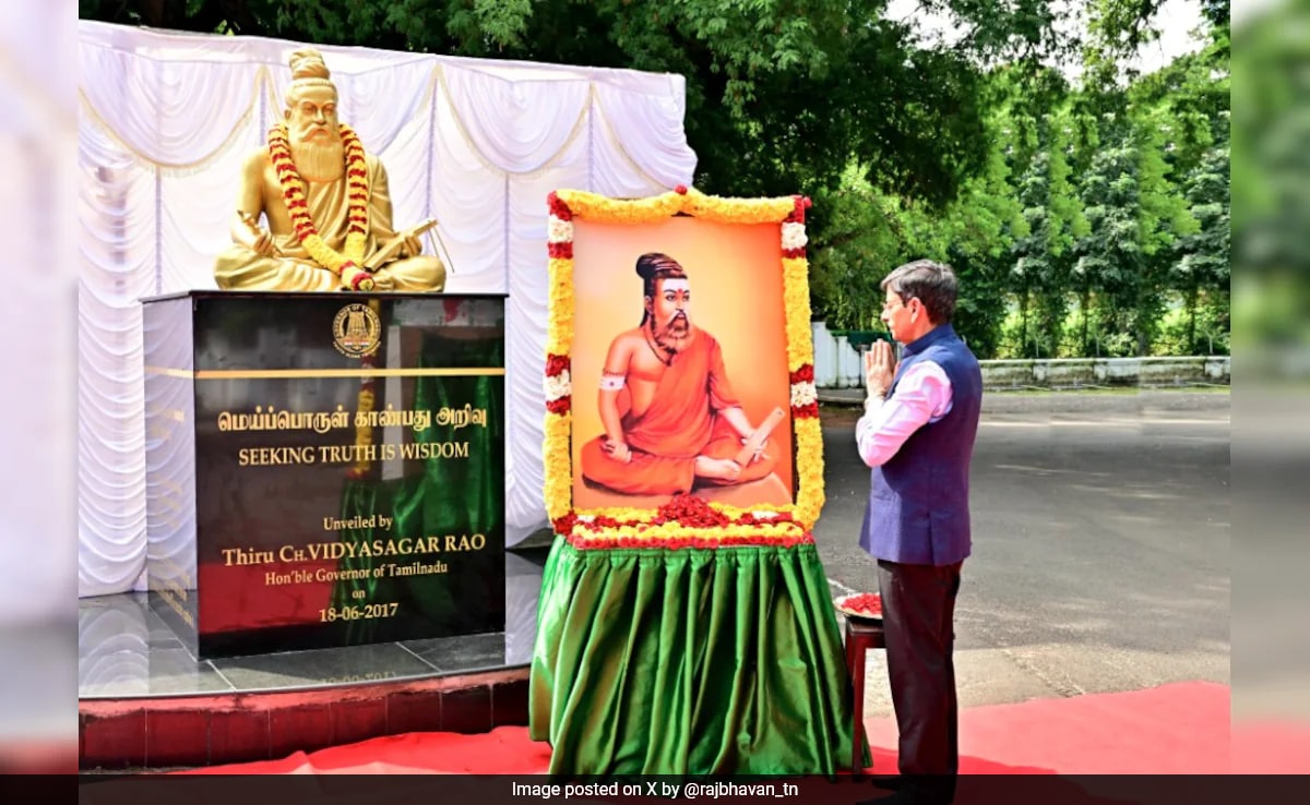 Tamil Nadu Governor Honors Thiruvalluvar In Saffron, Congress Urges His Recall